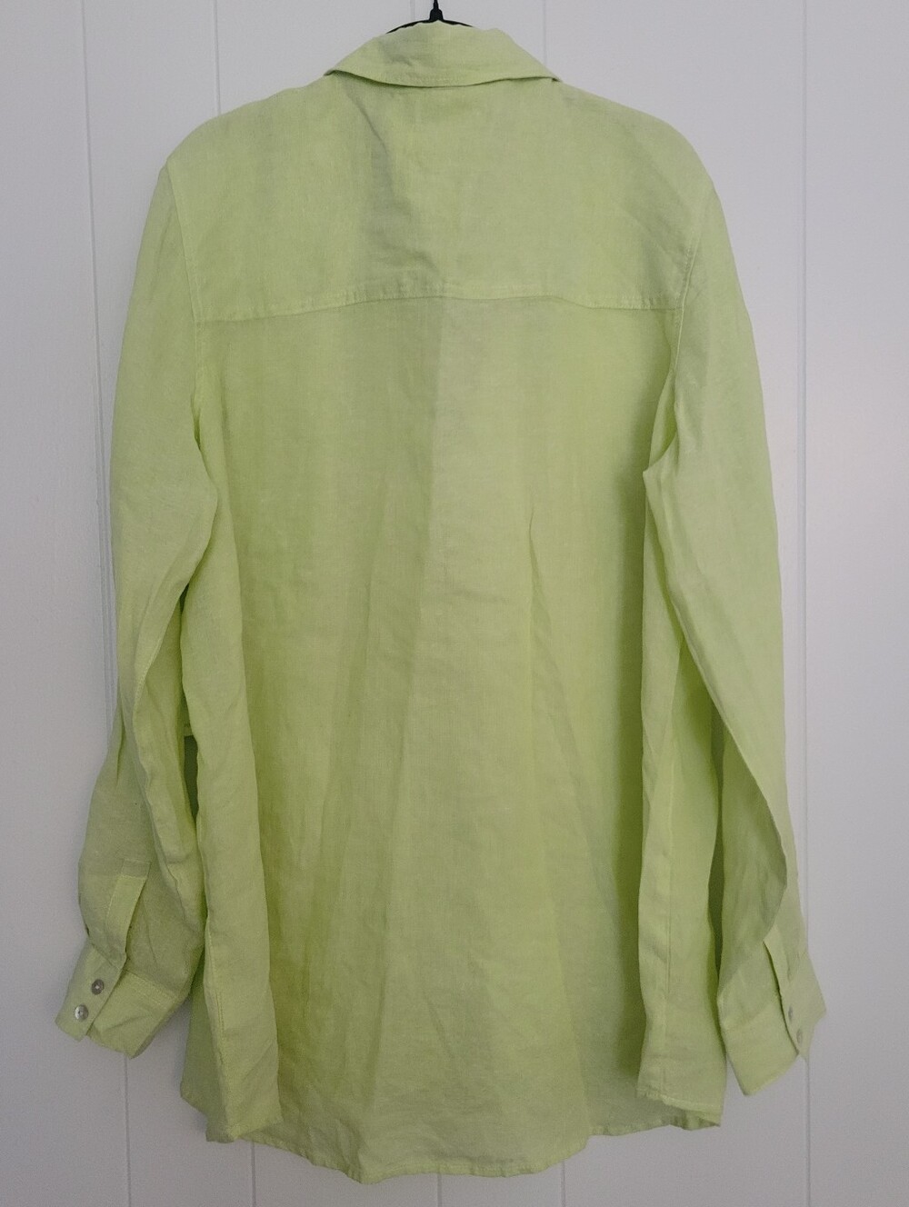NWT Sigrid Olsen 100% Linen Button Down Shirt Long Sleeve Tunic Light Green XL - Picture 6 of 10